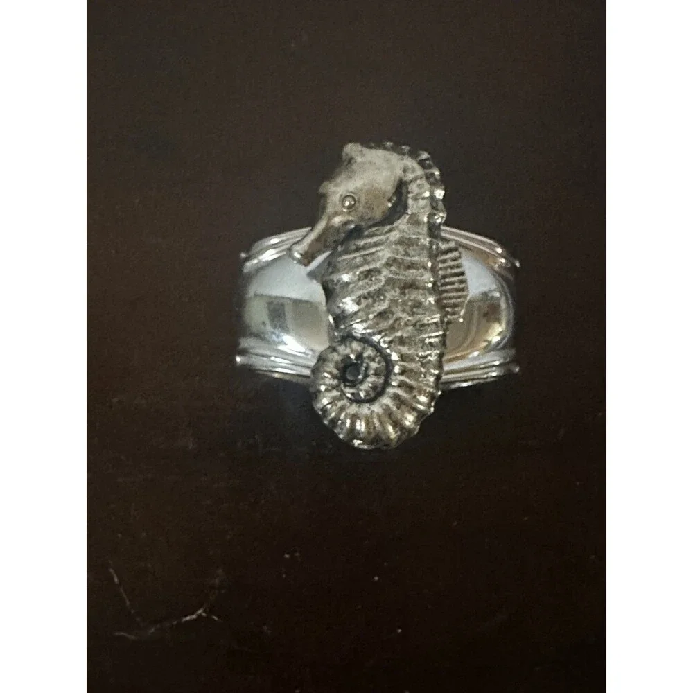 Hans Turnwald Silver Plated Turtle Seahorse Starfish Seashell Napkin Rings